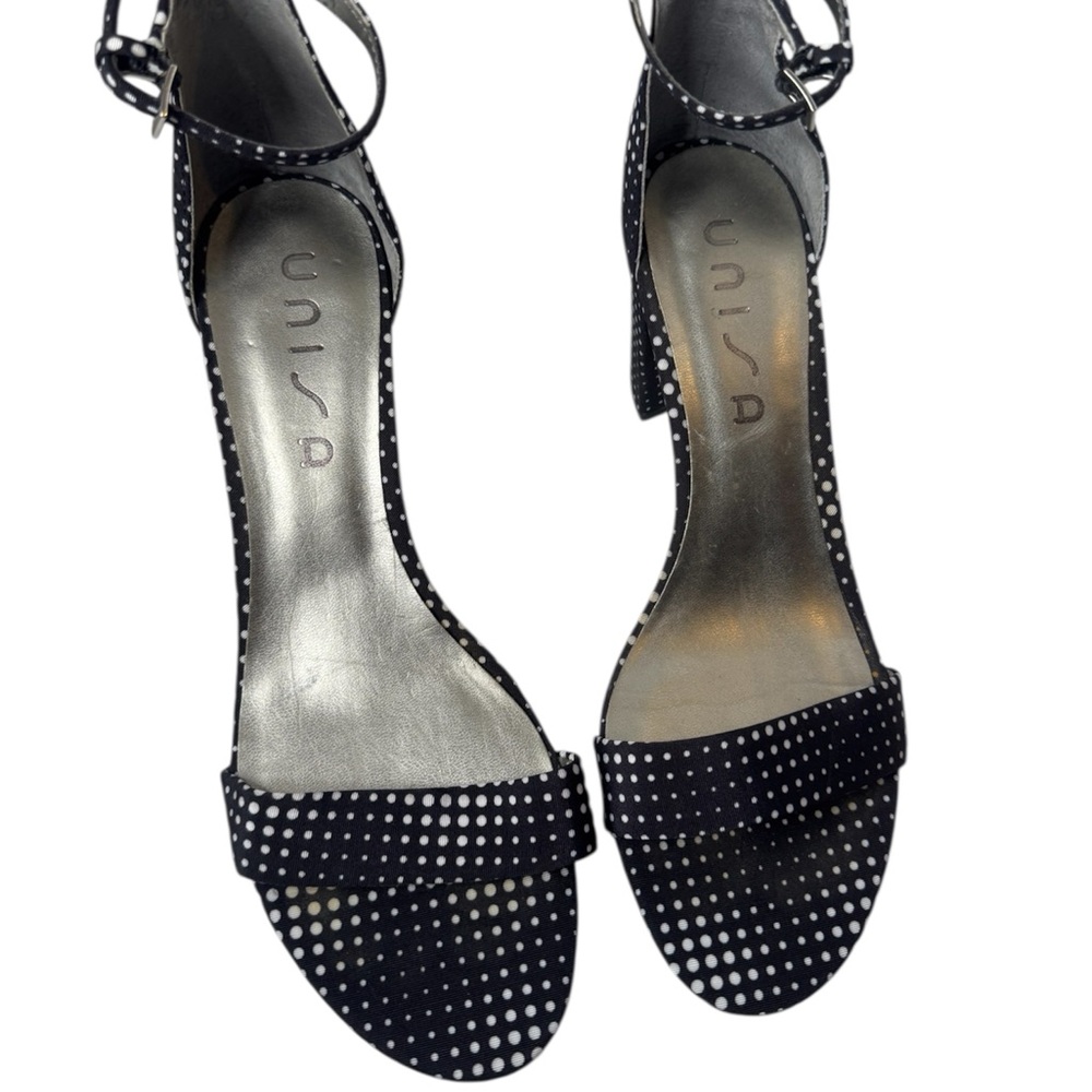 Unisa Black and White Polka Dot Heels